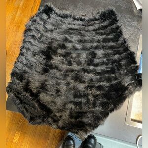 Cejon Black Rabbit Fur Poncho